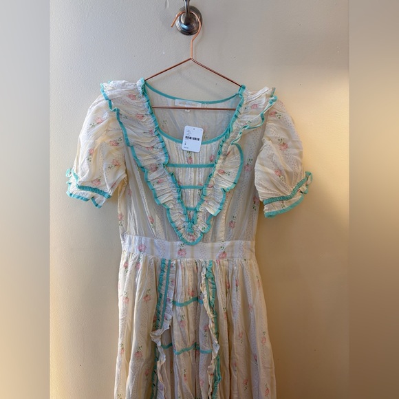 NEW Loveshackfancy Theo Dress Ruffled Cotton Maxi Cottage 4 Freepeople - Picture 8 of 14